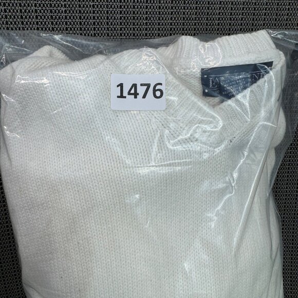 Lands End Mens size XL White V-Neck Pullover Sweater With Bell Leadership Logo - Picture 10 of 10